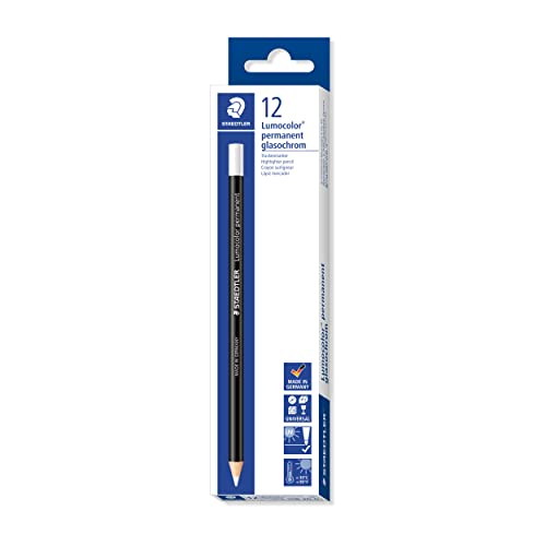 Staedtler Lumocolor 108 20-0. Caja de 12 lápices permanentes en seco de color blanco.