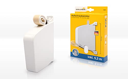 Schellenberg 50801 Enrrollador MAXI, para montaje en pared, color blanco, Cinta de persiana, ancho: 23 mm