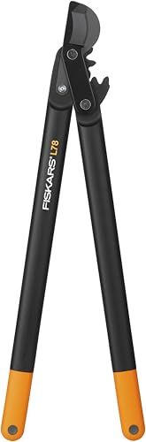 Fiskars Troncarami PowerGear II con Lame Bypass per Legno Verde, Rivestimento Antiaderente, Diametro di Taglio: 5 cm, Acciaio Temprato, Lunghezza: 70 cm, Nero/Arancione, L78, 1000584
