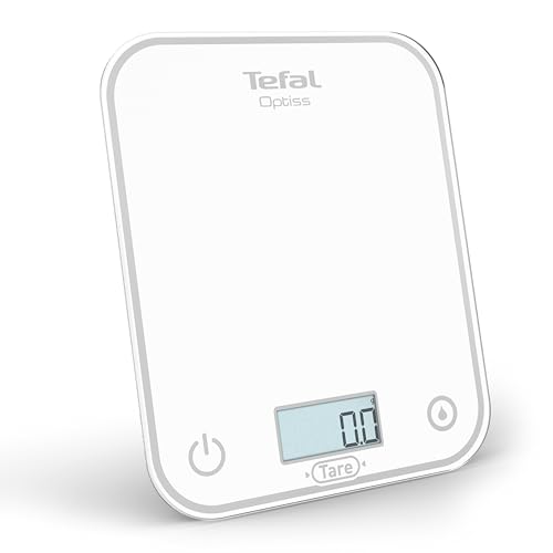 Tefal, Balance de cuisine électronique, Optiss, Écran rétroéclairé facile à lire, Résistance aux rayures, Capacité de 5kg, Blanc, BC50U0V0