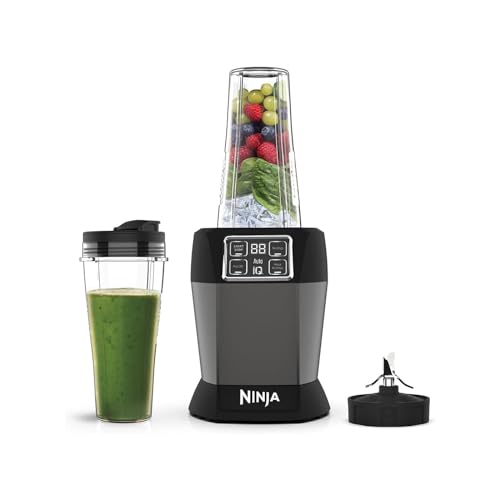 Ninja Mixeur avec 2 programmes automatiques : Blend & Max Blend, réglage des impulsions, 2 gobelets de 700 ml avec couvercles, 1000 W, lavables au lave-vaisselle, Auto-iQ, noir BN495EU