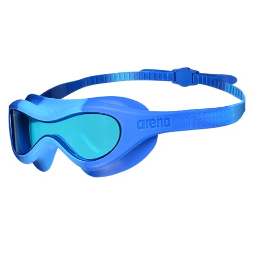 arena Spider Kids Mask Gafas de Buceo Antiempañamiento, Gafas de Natación con Lentes Grandes y Medianamente Oscuras para Cualquier Ambiente, Protección UV, Puente Nasal Autoajustable, Ajuste Ceñido