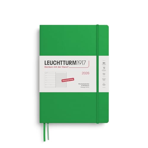 LEUCHTTURM1917 372465 Wochenkalender & Notizbuch Composition (B5) 2026, 12 Monate, Spring Leaf, Deutsch