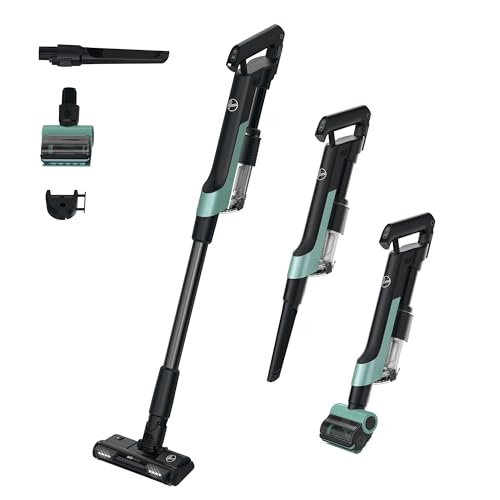 Hoover Ultra-léger HF201P Aspirateur Balai sans Fil, Turbobrosse Spécial Animaux, Technologie Ultra Compact x3, 1L, Puissant 50AW, 40 Min, Brosse Sols durs Anti-Twist, Eclairage LED, Noir & Ver