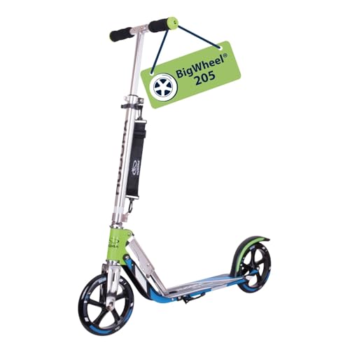 HUDORA Scooter BigWheel 205 - Rodillo de aluminio estable - Patinete urbano ajustable y plegable con soporte - Patín deportivo para niños y adultos hasta 100kg