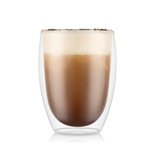 Bodum PAVINA Verres Double Paroi 6 pièces – Tasses Latte 350ml – Verres Thermiques – Borosilicate Soufflé à la Bouche