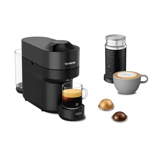 De'Longhi Nespresso Vertuo Pop ENV90.BAE, Machine à Café Capsules avec Mousseur à Lait, Machine à Café Dosette pour une Tasse, 4 Tailles de Tasses, Technologie Centrifusion, Kit Bienvenue Inclus, Noir
