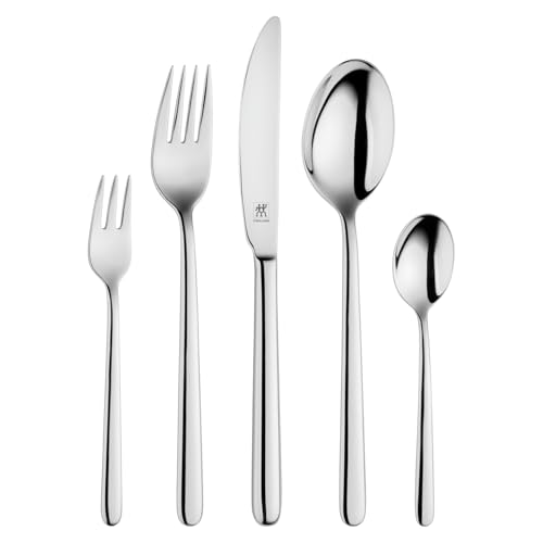 ZWILLING Newcastle - Cubertería (30 piezas, para 6 personas, acero inoxidable 18/10, hoja de acero inoxidable pulido, color plateado [embalaje sin plástico]
