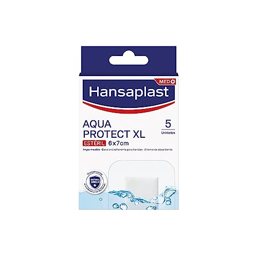 Hansaplast Aqua Protect XL Apósitos para heridas, Apósitos estériles e impermeables, Heridas grandes y postoperatorias, Bloquea 99% de bacterias, 5 apósitos, 6 x 7 cm