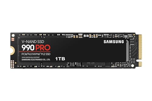 Samsung SSD 990 Pro NVMe M.2 Pcle 4.0, SSD Interne, Capacité 1 To, Vitesse de lecture jusqu'à 7 450 Mo/s, Gestion Intelligente de la Chaleur avec Revêtement en Nickel, MZ-V9P1T0BW