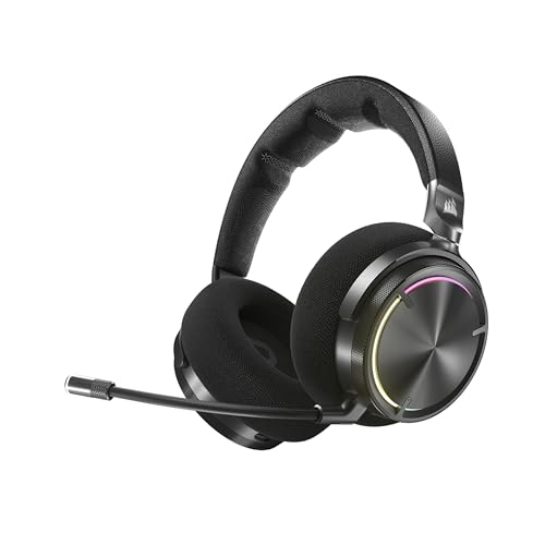 Corsair Virtuoso Max Wireless Casque de Jeu avec Bluetooth – Dolby Atmos, SoundID, L'annulation Active, Microphone Qualité Radiodiffusion, Transducteurs en Graphène, pour PC, Mac, PS5, PS4 – Carbone