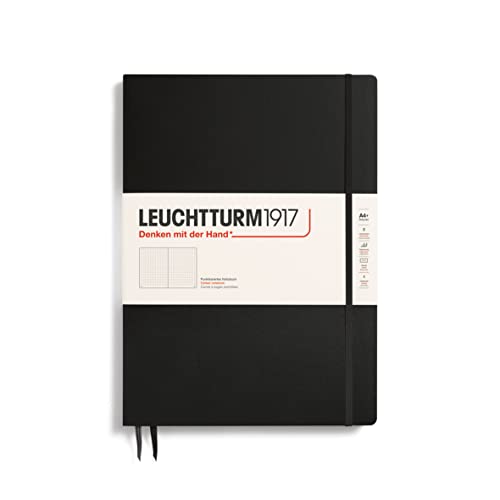 LEUCHTTURM1917 321149 Libreta Master Slim (A4+) 225 x 315 mm, Tapa Dura, 123 páginas numeradas, Negro, Puntos