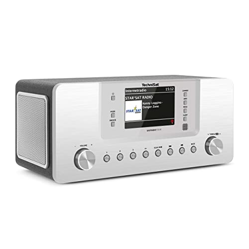TechniSat DIGITRADIO 574 IR - Radio Internet stéréo (Dab+, FM, Wi-FI, Streaming Audio Bluetooth, écran Couleur 4 Pouces, USB, AUX in, Prise Casque, réveil, 10 W, Application/télécommande) Argent