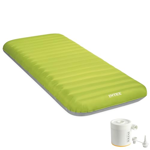 Intex, Colchón Hinchable Individual, Camping Mats, 76x191 cm, Fiber-Tech, Material TPU, Ligero, cómodo, Estable y Firme, Hinchador eléctrico Incluido, Cama Inflable, Colchones inflables (64097)