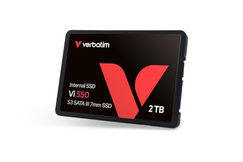 Verbatim Vi550 S3 SSD 2 TB, internes 2,5" SATA III SSD-Laufwerk mit 3D-NAND-Technologie, bis zu 550 MB/s Lesegeschwindigkeit, ideal für PC und Notebook, schwarz