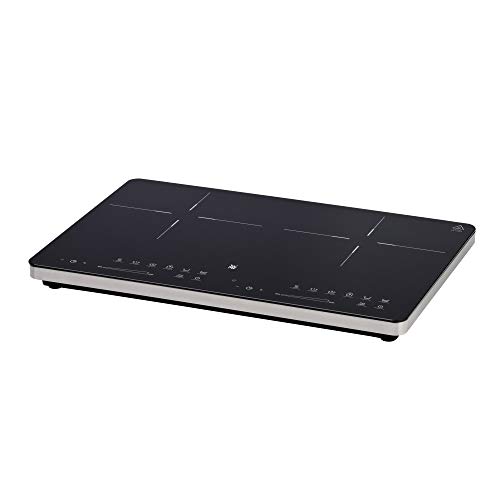 WMF Kult X - Placa de inducción doble (2 placas, hasta 28 cm, 2 zonas de cocción, 8 niveles, detección de ollas, pantalla táctil, vitrocerámica, función temporizador, 3500 W)