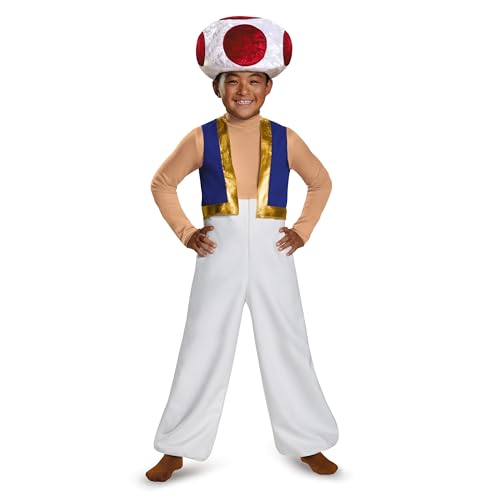 DISGUISE DISK85143G Toad Deluxe Kids Nintendo Costume, Bambini, Bianco, L