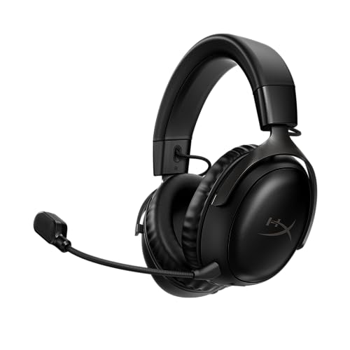 HyperX Cloud III Wireless Auriculares Gaming para PC, PS5, PS4, batería hasta 120 horas, 2.4GHz, drivers 53mm, Micrófono 10mm, Negro