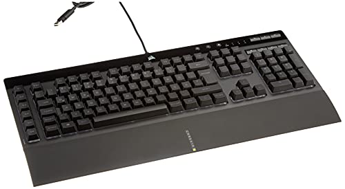 CORSAIR K55 RGB PRO Tastiera a membrana cablata - IP42 resistente alla polvere e agli spruzzi d'acqua - 6 tasti macro con integrazione Elgato - Compatibile iCUE - QWERTZ DE - PC, Mac, Xbox - Nero