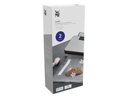 WMF Lono Vakuumierfolie 2 Rollen, Vakuumrollen für Vakuumiergerät, 600 x 30 cm, 4 lagige Folie, strukturierte / glatte Seite, stark und reißfest, transparent