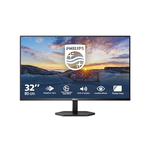 Philips 32E1N3100LA Monitor Full HD de 32 Pulgadas, Altavoces Integrados, Inclinable, 1920 x 1080, VGA, HDMI 1.4, Negro