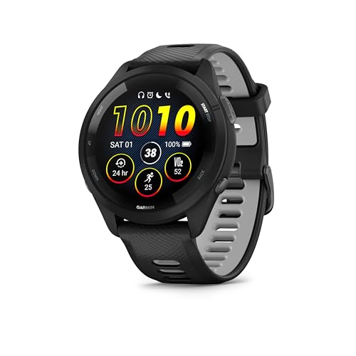 Garmin Forerunner 265 Reloj Inteligente para Correr con GPS, Pantalla Táctil AMOLED, Métricas Optimizadas, Planes de Entrenamiento, Pay, Música, Autonomía de 13 Días, Negro
