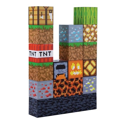 Lampe Bloc de Construction Minecraft - Marchandise Officielle, Lampe de Nuit à Blocs, Cadeaux pour Garçons, Accessoires & Décor de Chambre de Gamer