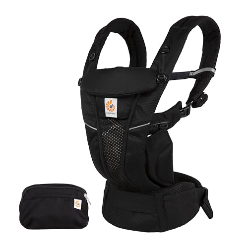 Porte-Bébé Ergobaby Omni Breeze pour nouveau-nés, de la naissance à 20,4 kg, porte-bébé ergonomique 4 positions en Mesh SoftFlex™ pour portage ventral, sur le côté et dans le dos (Onyx Black)
