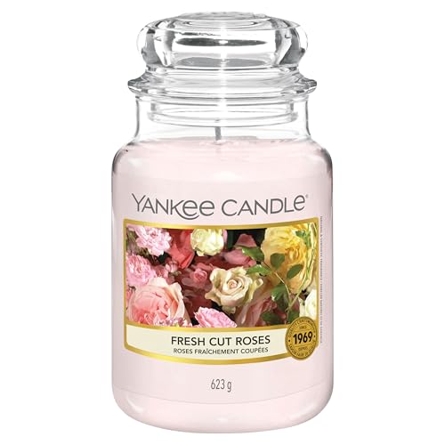Yankee Candle Vela perfumada | Fresh Cut Roses vela en tarro grande | Velas de larga duración: hasta 150 h | Regalo ideal para mujer