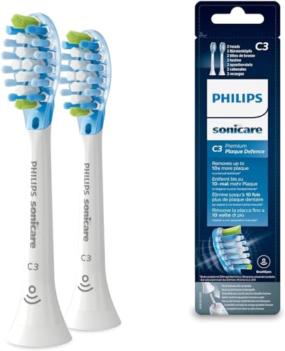 Philips Sonicare Lot de 2 têtes de brosses à dents électriques soniques C3 Premium Plaque Defence, Blanc (Modèle HX9042/17)
