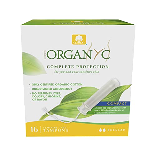 Organyc Tampons en Coton Biologique Certifié avec Eco-Applicateur – Flux Normal (Regular), Sans Chlore ni Parfum – 16 Unités