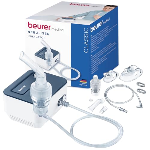 Beurer IH 16 Aerosol con tecnologia ad aria compressa mediante compressore, design compatto, per il trattamento delle vie respiratorie, adatto per adulti e bambini, facile da pulire