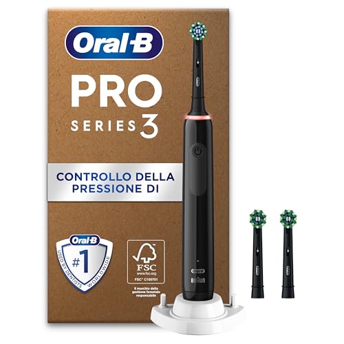 Spazzolino Elettrico Nero Oral-B Pro Series 3, 3 testine, Designed by Braun