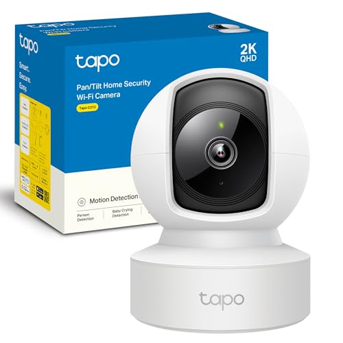 Tapo C212 - Camara Vigilancia Wi-Fi/Ethernet Interior, 2K(3MP), Visión Nocturna, Soporta Tarjeta SD hasta 512 GB, Detección de Movimiento, Control Remoto, Compatible con Alexa