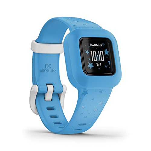Garmin vívofit jr. 3 – wasserdichter, digitaler Aktivitätstracker für Kinder ab 4 Jahren, Schrittzähler, 1,4 cm Display, Notfallkontakt, bis zu 1 Jahr Batterielaufzeit, Abenteuerwelt & Quiz