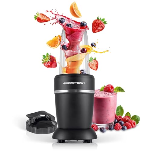 GOURMETmaxx Mixeur & Smoothie Maker 4 pièces | Mixeur électrique pour un coup de vitamines à emporter | Nutrition Mixer avec couvercle anti-fuite | Blender, Food Processor pour shakes & Co.