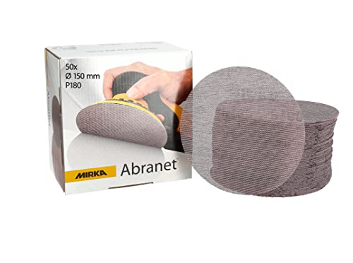 Mirka Abranet Netz-Schleifscheiben Ø 150 mm Klett/Korn P180 / 50 Stk/zum Schleifen von Holz, Spachtel, Lack, Kunststoff / 5424105018
