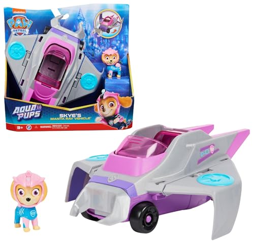 PAT' PATROUILLE AQUA PUPS - Voiture + Figurine Stella - Voiture Pat Patrouille Stella - Figurine à Collectionner - Thème Mer Et Aventures Sous-Marines - Paw Patrol - Jouet Enfant 3 Ans +