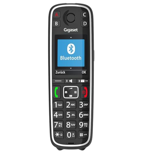 Gigaset E720HX - DECT-Mobilteil mit Ladeschale - Fritzbox-kompatibel - Schnurloses Senioren-Telefon für Router und DECT-Basis - Bluetooth-sprechende Wähltasten, schwarz [Deutsche Version][Ohne Basis]