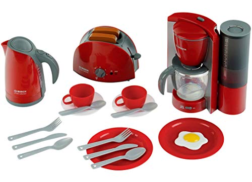 Theo Klein 9564 Set per la Prima Colazione, Set da Cucina Composto da tostapane, Macchina per Il caffè, bollitore e Molto Altro, Giocattolo per Bambini a Partire dai 3 Anni