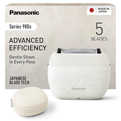 Panasonic ES-PV6B-W803 Series 900s Premium Kompakt-Rasierer, Nass- und Trockenrasierer mit 5 Klingen für Männer, reaktionsschneller Bartsensor, USB-C, Premium Case, NAGORI® Marmorweiß