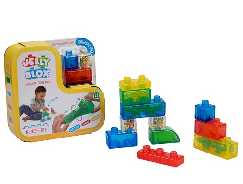 JELLY BLOX - Newbie Kit - 11 Blocs de Construction Tactiles - Jeu de Construction pour Enfants dès 2 Ans - Expérience Sensorielle avec Blocs Extensibles, Souples et Flexibles - Motricité Fine