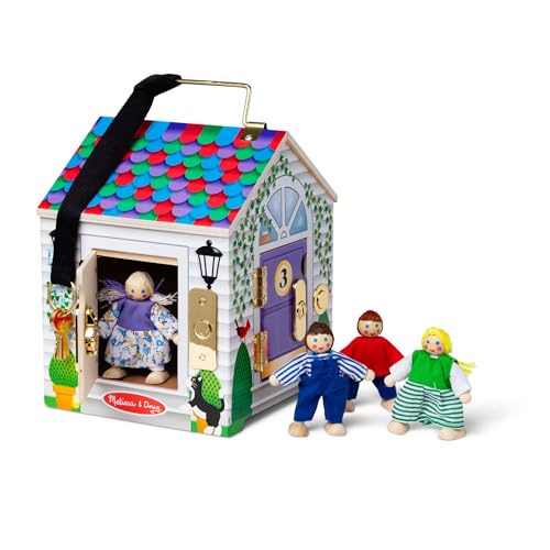 Melissa & Doug Maison En Bois À Sonnettes, Jeux d'imitation, Excellent cadeau pour les filles et les garçons 2505 Multicolore 22,86 cm H x 17,272 cm W x 17,272 cm L