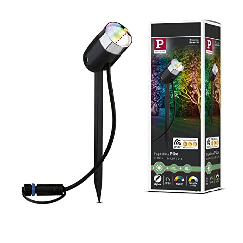 Paulmann 94283 Plug & Shine LED apparecchio per esterni ZigBee Spot Pike RGBW incl. 1 lampada da 4,5 Watt dimmerabile IP44 antracite illuminazione da giardino plastica bianco caldo 3000 K