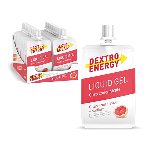 Dextro Energy Liquid Gel Pomelo + Sodio - 18x60 ml (Pack de 18) - High Carb Energy Gel para aporte rápido de carbohidratos + 240 mg de sodio
