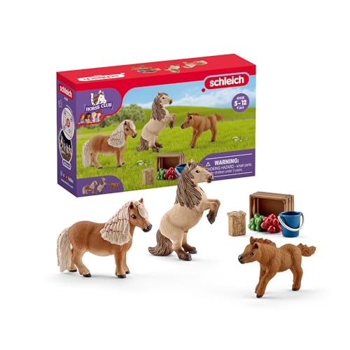 schleich HORSE CLUB | Famiglia Mini Shetty 41432 | 3 pony con accessori per cavalli | Idea regalo per bambine e bambini | Giocattolo dai 5 anni | Set da 9 pezzi | Esclusiva Amazon