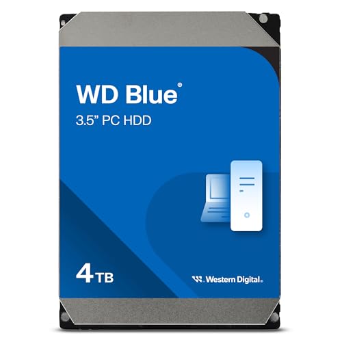 WD Blue 4 To Desktop Disque Dur Interne 3.5" - Classe 5400 RPM, SATA 6 Gb/s, Cache de 256 Mo