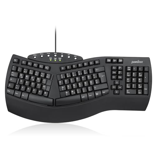 Perixx PERIBOARD-512 Tastiera ergonomica - Tastiera condivisa - USB - Consigliato per braccia da tennis -QWERTZ Disposizione tedesca - Nero