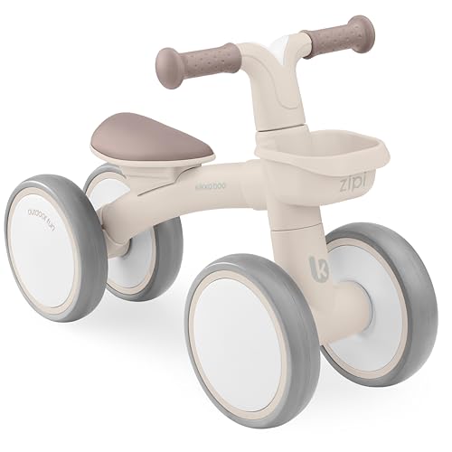 KikkaBoo Bicicleta Sin Pedales ZIPI, Correpasillos Bebé 1 Año, Bicicleta Equilibrio, Bici Bebé con Canasta, Ajustable, Juguete para Niños, Regalo Bebé, Beige