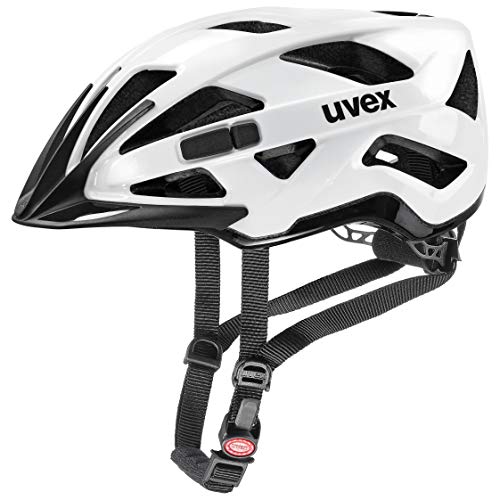 uvex Active, Casco Todoterreno Seguro Unisex, Ajuste de Talla individualizado, luz LED Opcional, White Black, 56-60 cm